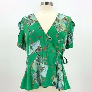 Anthropologie Meadow Rue Bon Voyage Bird Wrap Top